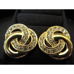 Napier Rhinestone Earrings Gold Tone Earrings